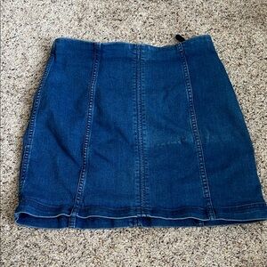 Free People Modern Femme Denim Mini Skirt Blue Size 10 Stretch High Rise